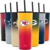 Simple Modern Officially Licensed NFL Kansas City Chiefs Insulated Tumbler with Straw and Flip Lids | Gifts for Men and Women 24oz Travel Mug Thermos | Classic Collection | Kansas City Chiefs