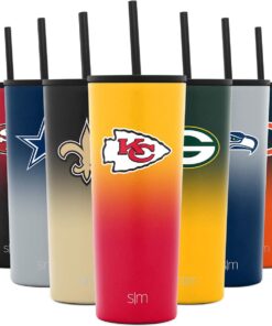 Simple Modern Officially Licensed NFL Kansas City Chiefs Insulated Tumbler with Straw and Flip Lids | Gifts for Men and Women 24oz Travel Mug Thermos | Classic Collection | Kansas City Chiefs