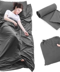 Sleeping Bag Liner Travel Camping Sheet Portable Lightweight Hotel Sheet with Pillow Pocket for Hotel, Hostel, Backpacking