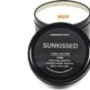Sunkissed Travel Tin Candle, 6oz Black Metal Tin, American Cedar Wood Wick, Hand Poured, Essential Oil Blend 100% Soy Wax, 35+ Hour Burn