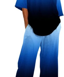 Swim Shorts,Women’s 2 Piece Sweatsuit Casual Short Sleeve Pullover Tops and Drawstring Wide Leg Pants