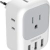 TESSAN European Travel Plug Adapter, International Power Plug with 4 AC Outlets 3 USB Ports, US to Most of Europe Euro EU Italy Spain France Iceland Germany Greece Portugal Charger Adaptor, Type C