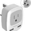 TESSAN UK Adapters for Travel, Ireland Hong Kong Plug Adapter with 2 USB, Type G Outlet Adaptor Charger for USA to British England Scotland Irish Qatar London
