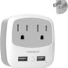 TESSAN US to Japan Plug Adapter, 2 Prong to 3 Prong Outlet Adapter with 2 AC Outlets 2 USB Ports, Travel Power Converter Plug Adaptor for USA to Japanese Canada Mexico Philippines Peru, Type A