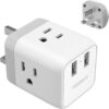 TESSAN US to UK Plug Adapter, Type G UK Travel Plug Adapter, Ireland Scotland Dubai Power Adapter with 3 Outlets and 2 USB Ports, USA to England London British Qatar Kenya Outlet Converter