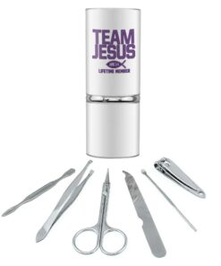 Team Jesus John 3:16 Christian Stainless Steel Manicure Pedicure Grooming Beauty Care Travel Kit