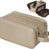 Toiletry Bag for Dorm Room Essentials Travel Cosmetic Makeup Bag 3 Layer Large Capacity Hanging Portable Waterproof Skincare Organizer Travel Essentials for Women (Champagne Gold)