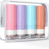 Travel Bottles for Toiletries, 3.2 oz TSA Approved Travel Containers Leak Proof BPA Free Silicone Squeezable Bottle for Shampoo Conditioner Easy to squeeze and carry, Essentials for Traveling (4 Pack)