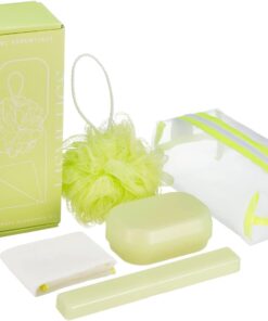 Travel Essentials 5 Piece Bath Accessory Kit, Bath Accessories with Toiletry Bag, Doop Kit (Lime)