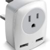 UK Travel Adapter, US to UK/Ireland/Hong Kong Plug Adapter with 2 USB and 1 Electrical Outlet, America to Europe Irish British England Scotland Travel Adaptor (Type-G)