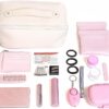 Ultimate Women’s Purse Essentials Kit: Stylish & Practical Organizer with Personal Safety Alarm, Beauty Must-Haves and Care Accessories – Essential Travel Companion, Beige