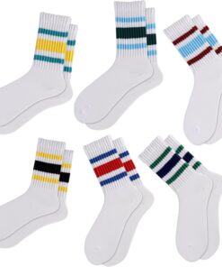 Ultrafun Crew Socks for Women Retro Striped Fun Novelty Socks Sports Casual Cotton Calf Socks Women