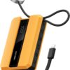 VEEKTOMX PD 30W Power Bank Fast Charging with Built-in Cable for iPhone, Small Portable Charger 10000mAh, Portable Apple Watch Charger, Compact Battery Pack for iPhone 14/13/12/11/iWatch, Yellow