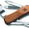 Victorinox Nail Clip 580 Wood Swiss Army Knife, 6 Functions, Swiss Made Pocket Knife with Nail File, Nail Cleaner and Small Blade – Walnut