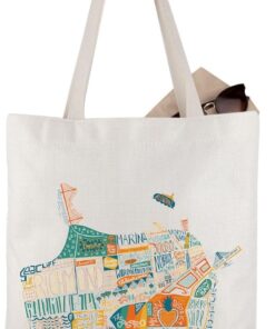 WCGXKO San Francisco City Map Inspired Canvas Tote Bag San Francisco Trip Travel Bag