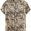 WENKOMG1 Mens Hawaiian Shirt Artistic Lightweight Button Down Shirt Casual Travel Essential Short Sleeve Tshirts Shirt