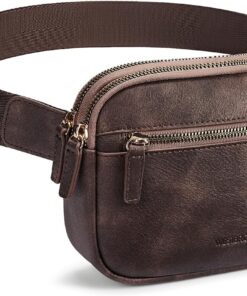 WESTBRONCO Fanny Packs for Women, Fashion Waist Packs with Adjustable Strap, PU Leather Belt Bag with Multi-Pockets, Small Crossbody Purse, Coffee