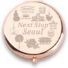 WUSUANED Seoul Trip Makeup Mirror Next Stop Seoul Mirror Seoul Travel Souvenirs Gift Korea Seoul Vacation Tour Gifts for Traveller (Seoul Travel Mirror)