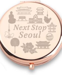 WUSUANED Seoul Trip Makeup Mirror Next Stop Seoul Mirror Seoul Travel Souvenirs Gift Korea Seoul Vacation Tour Gifts for Traveller (Seoul Travel Mirror)