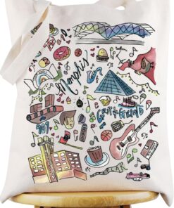 WZMPA Memphis Tennessee Travel Tote Bag Memphis Souvenir Gift Memphis Travelling Culture Reusable Grocery Bag