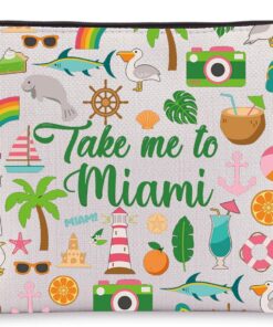 WZMPA Miami Florida Travel Cosmetic Bag Miami Souvenir Gifts Take Me To Miam Zipper Pouch Bag Miami City Trip Gift (To Miam)