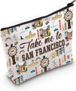 WZMPA San Francisco Travel Makeup Bag San Francisco Souvenirs Gift Take Me To San Francisco Zipper Pouch Bag San Francisco Skyline Gift (Take San Francisco)