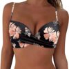 Women Back Stainless Steel Hooks Swimwear Tops Underwire Full Coverage Bikini Top Push Up Swim Light Board Shorts