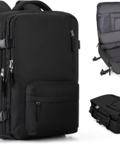 coowoz Travel Backpack For Women Men Airline Approved,Black Carry On Backpack,Large Hiking Backpack Waterproof Outdoor Sports Rucksack Casual Daypack Fit 15.6 Inch Laptop Backpack College Backpack