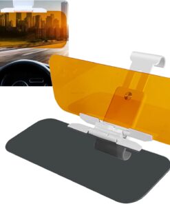 jeseny 1 Pack Car Interior Sun Visor, 2 in 1 Day Night Anti-Glare Visor Extender, Auto Sun Anti-UV Block Sunshade, 12.6″ x 4.7″ Car Universal HD Vision Safety Driving Goggles (Button Model)