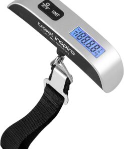 travel inspira Luggage Scale, Portable Digital Hanging Baggage Scale for Travel, Suitcase Weight Scale with Rubber Paint, 110 Pounds, Battery Included