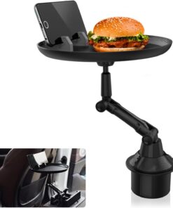 1 PC Car Cup Holder, Adjustable Car Food Tray Table, Cup Holder Extender, Car Drink Holder, Car Travel Accessories, Road Trip Essential (Black #Large)
