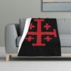 Jerusalem Catholic Cross Warm Cozy Flannel Blanket 32x48in – Perfect Life Companion