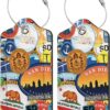 2 Pack Pu Leather Luggage Tag for Suitcase,San Diego Various Landmarks Suitcase Tag with Privacy Cover Name Id Label and Metal Loop for Women Men Baggage Bags and Backpacks Travel Essentials