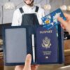 ACdream RFID Blocking Passport Holder Travel Wallet – Premium PU Leather Cover Passport Book with Card Holder, Pen Slot, Keep Organization, and Travel Essentials for Women and Men