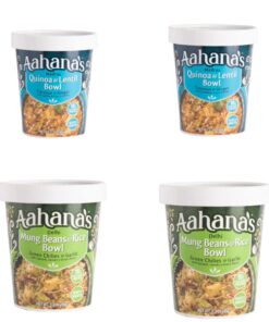 Aahana’s Madras Quinoa & Lentil | Delhi Mung Beans & Rice Bowl – Vegan Food, Gluten Free, Plant-Based, Meals Ready to Eat Indian Meals (4 Pack)