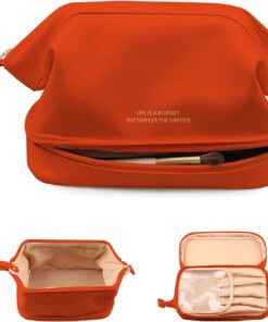 Abiudeng Large Makeup Bag,Waterproof Cosmetic Bag,Make up Travel Bag Essentials,Cute Travel Toiletry Bag for Women Makeup Bag Organizer with Bottom Pouch,Travel Size Toiletries Bag for Women