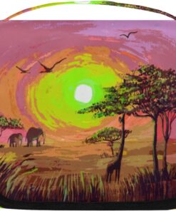 African Savannah Hanging Travel Toiletry Bag for Women Giraffe Elephant Waterproof Makeup Bag,Cosmetic Bag,Travel Essentials for Women Men