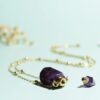 Amethyst Perfume Bottle Necklace Aromatherapy Necklace Hexagonal Pointed Essential Oil Diffuser Necklace for Women Vial Necklace (amethyst)