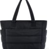 BAGSMART Tote Bag for Women, Lightweight Puffy Tote Bag with Compartments, Quilted Shoulder Bag Handbag for Travel, Work