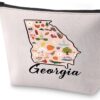 BLUPARK Georgian Map Cosmetic Bag Atlanta Georgia Gift Georgia Travel Makeup Bag Georgia Pride Gift (Georgia)