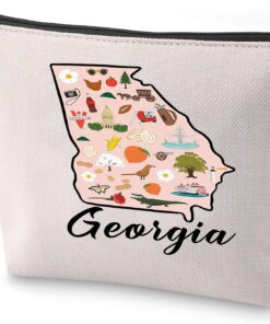 BLUPARK Georgian Map Cosmetic Bag Atlanta Georgia Gift Georgia Travel Makeup Bag Georgia Pride Gift (Georgia)