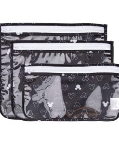 Bumkins Disney Travel Bag, Toiletry, TSA Approved Pouch, Zip Bag, Quart Size Airline Compliant, Clear-Sided, Baby, Diaper Bag Organization, Accessories, Packing, Set of 3 Sizes, Mickey Mouse Icon