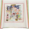 Catstudio Dallas Dish Towel, US Geography Souvenir Kitchen Towel, Hand Towel with Original Artwork, Washable Tea Towel for Dallas Lovers, Travel Souvenir