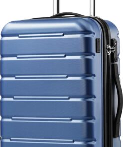 Coolife Luggage Suitcase Carry-on Spinner TSA Lock USB Port Expandable (only 28’’) Lightweight Hardside Luggage (Ice Blue, S(20in_carry on))