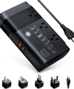 DOACE 220v to 110v Voltage Converter for European Travel: Max 500W Pure Sine Wave Voltage Converter US to Europe – 220 to 110 International Power Adapter Plug Combo Step Down Transformer Black