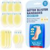 Dr. Frederick’s Original Better Blister Bandages – 12ct – Water Resistant – 25% More Cushioning – Hydrocolloid Bandages for Foot, Toe, & Heel – Blister Pads for Prevention & Recovery – Variety Pack