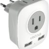 European Travel Plug Adapter, VINTAR International Power Adapter with 2 USB Ports,2 American Outlets 4 in 1 Travel Essentials to France, Germany, Greece, Italy, Israel, Spain (Type C)
