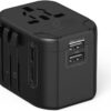 European Travel Plug Adapter,Universal Travel Adapter with 2 USB-C，2 USB-A，Travel Adapter， International Power Plug Adaptor Worldwide Charger， Travel Essentials for US UK AU EU (Black)