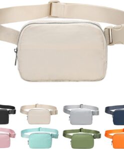 Fanny Belt Bag Waist Pack Crossbody Bags Bum Bag for Running Hiking Travel Workout Adjustable Strap for Women -beige