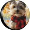 Hello Fall Cairn Terrier Pumpkin Autumn Premium SUV Tire Covers: Ultimate Wheel Protection Against Corrosion 15in